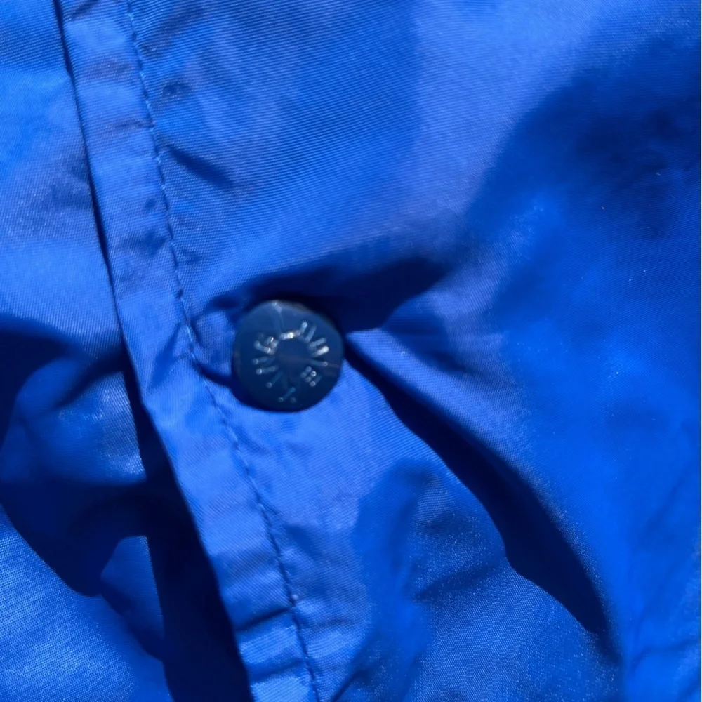 Men's Vintage Fish Machine Windbreaker Blue Logo M Nylon Button Lined USA 80s - Picture 6 of 15